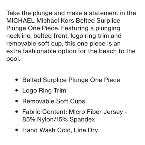 Michael Kors Belted Surplice Plunge One Piece - Picture 15 of 15